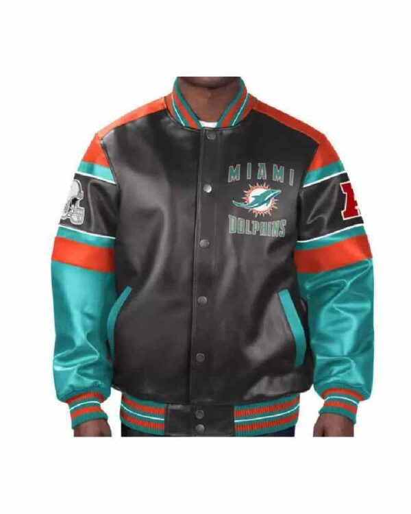 NFL Miami Dolphins Multicolor Leather Jacket