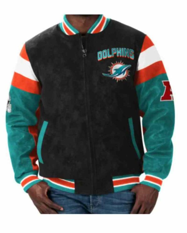 NFL Miami Dolphins Suede Varsity Jacket