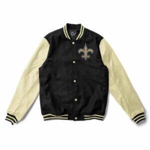 NFL New Orleans Saints Black And Cream Varsity Jacket