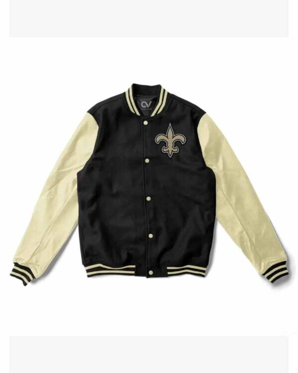 NFL New Orleans Saints Black And Cream Varsity Jacket