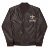 NFL New Orleans Saints Brown Leather Varsity Jacket