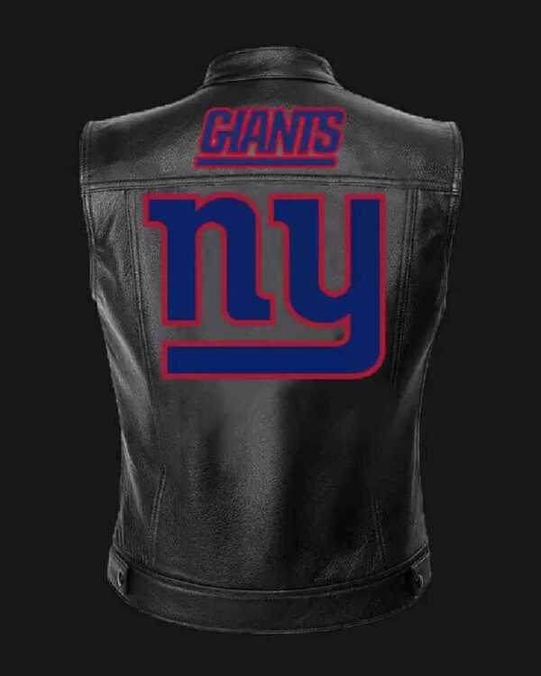 NFL Team New York Giants Black Leather Vest