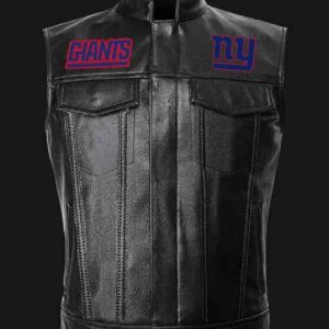 NFL Team New York Giants Black Leather Vest