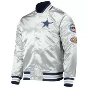 NFL Team Silver Dallas Cowboys Satin Jacket