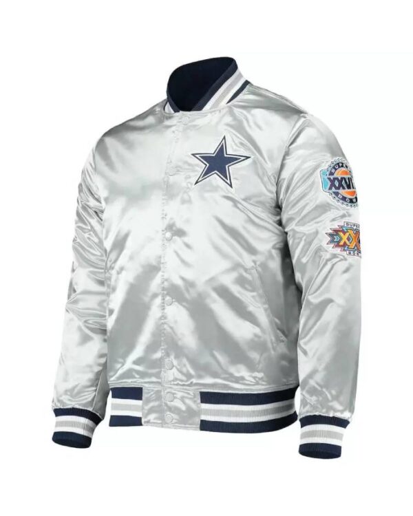 NFL Team Silver Dallas Cowboys Satin Jacket