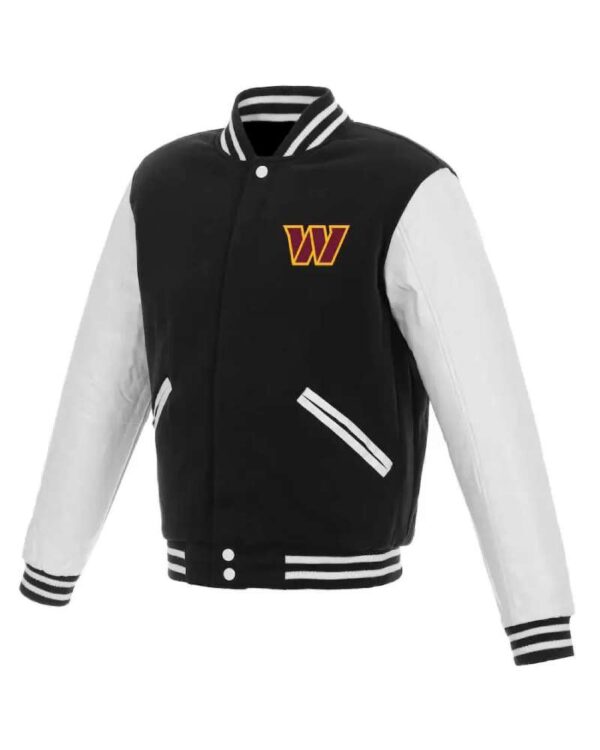 NFL Washington Commanders Black White Varsity Jacket