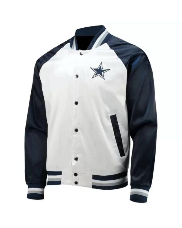NFL White And Navy Blue Dallas Cowboys Satin Jacket