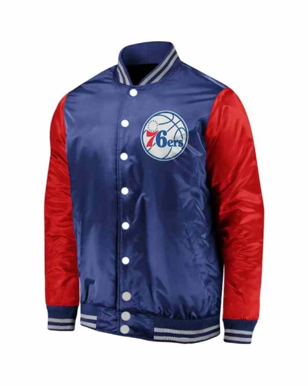 Philadelphia 76ers Royal Blue And Red Satin Jacket