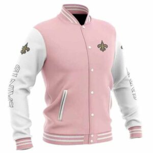 Pink New Orleans Saints NFL Baseball Varsity Jacket