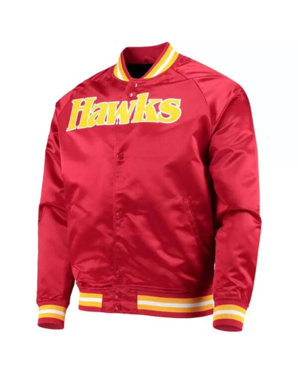 Red Atlanta Hawks Throwback Wordmark Satin Jacket