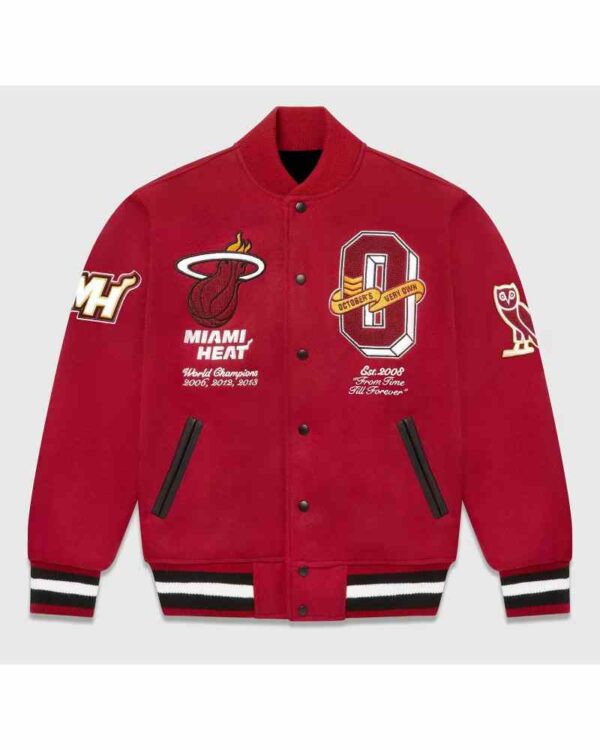 Red Miami Heat Jeff Hamilton Varsity Jacket