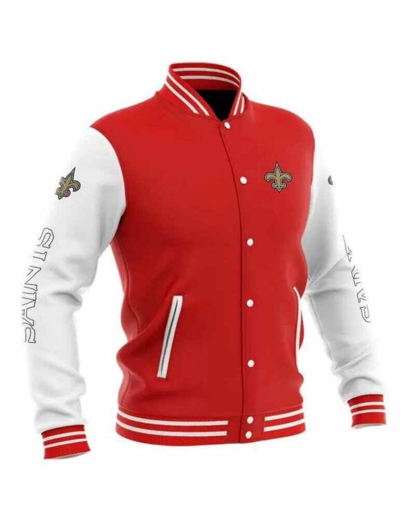 Red New Orleans Saints NFL Baseball Varsity Jacket