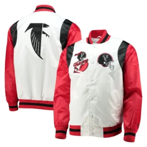 Retro The All-American Atlanta Falcons Red and White Satin Jacket