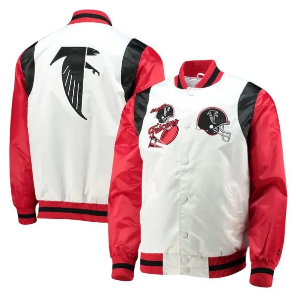 Retro The All-American Atlanta Falcons Red and White Satin Jacket