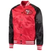 San Francisco 49ers Lead-Off Scarlet/Black Varsity Satin Jacket