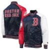Boston Red Sox Reliever Raglan Satin Blue and Red Jacket
