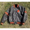 Vintage 90s Cleveland Browns Black Leather Jacket