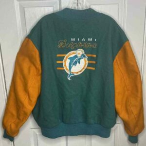 Vintage 90s NFL Miami Dolphins Varsity Bomber Jacket