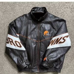 Vintage 90s Pro Player Cleveland Browns Leather Jacket