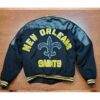 Vintage Black New Orleans Saints Wool Leather Jacket
