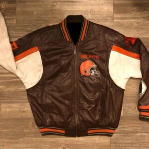 Vintage Brown G-III Cleveland Browns Leather Jacket