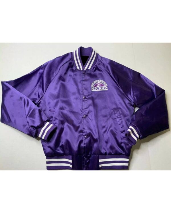 Vintage MLB Colorado Rockies Purple Satin Jacket