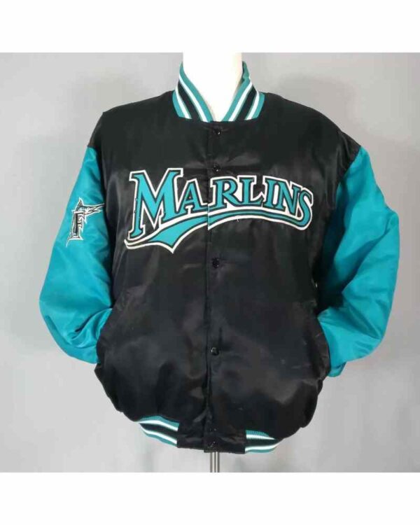 Vintage MLB Miami Marlins Black Satin Jacket