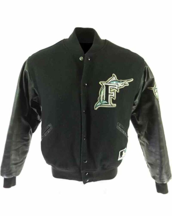 Vintage MLB Miami Marlins Black Varsity Jacket