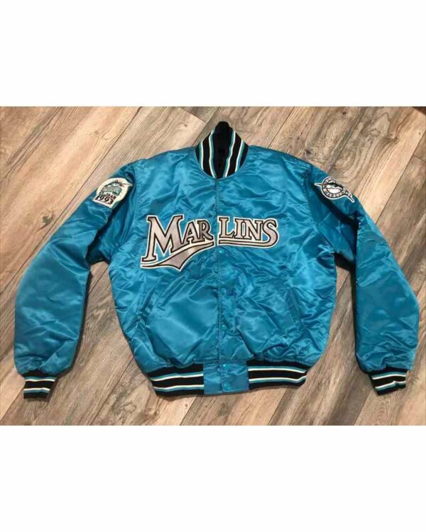 Vintage MLB Miami Marlins Blue Satin Jacket