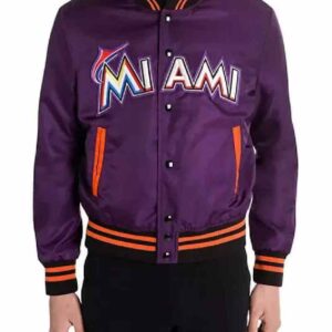 Vintage MLB Purple Miami Marlins Satin Jacket