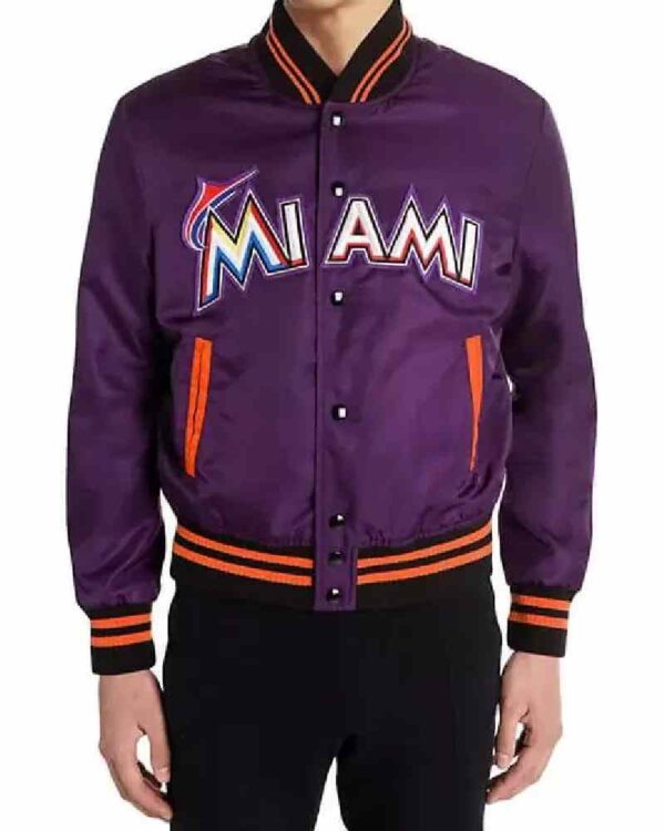 Vintage MLB Purple Miami Marlins Satin Jacket