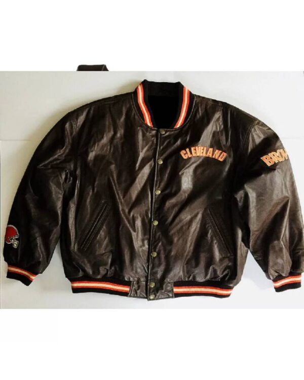 Vintage NFL Brown Cleveland Browns Leather Jacket