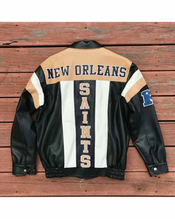 Vintage NFL New Orleans Saints Black Leather Jacket