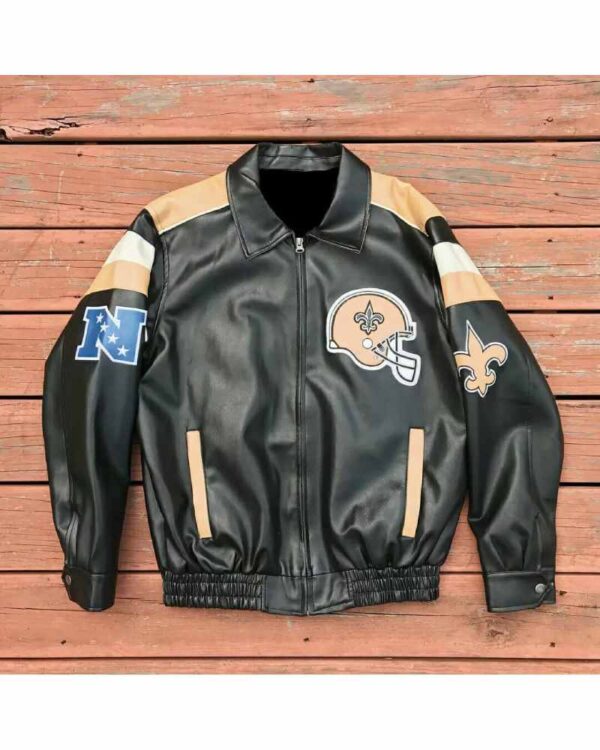 Vintage NFL New Orleans Saints Black Leather Jacket