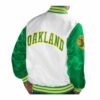 White Green MLB Oakland Athletics Satin Jacket