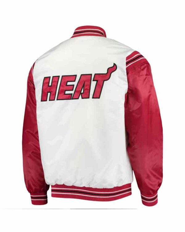 White Red NBA Jeff Hamilton Miami Heat Satin Jacket