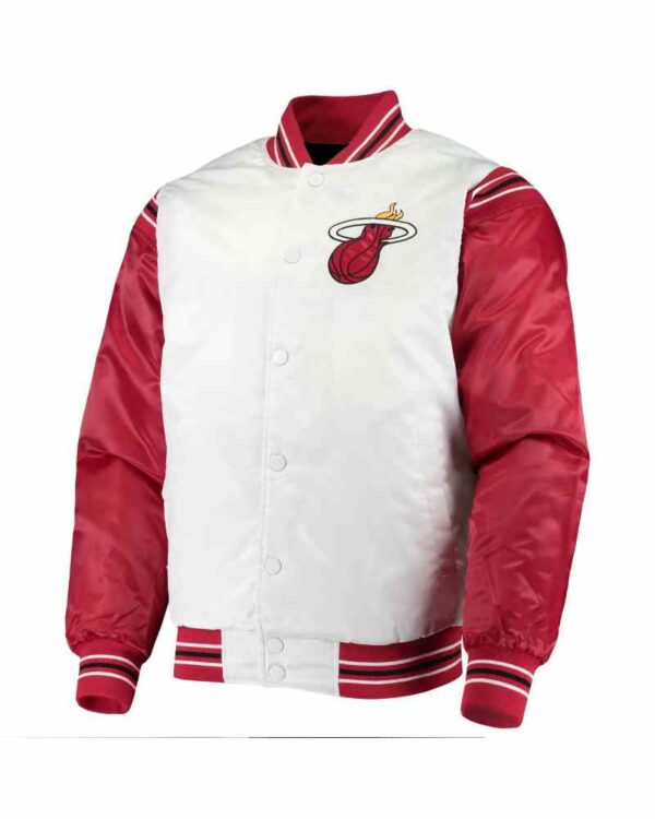 White Red NBA Jeff Hamilton Miami Heat Satin Jacket