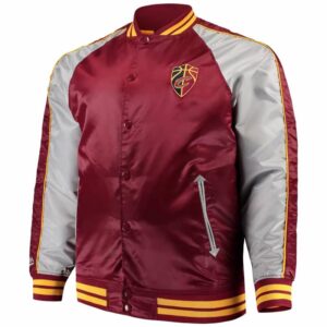 Wine and Grey Cleveland Cavaliers Satin Jacket
