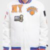 White New York Knicks Pro Standard Logo Mashup Satin Jacket