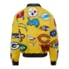 Nfl Collage Wool & Leather Yellow Jacket
