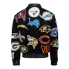 NFL Collage Wool & Leather Black Jacket