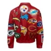 NFL Collage Vegan Leather Red Jacket