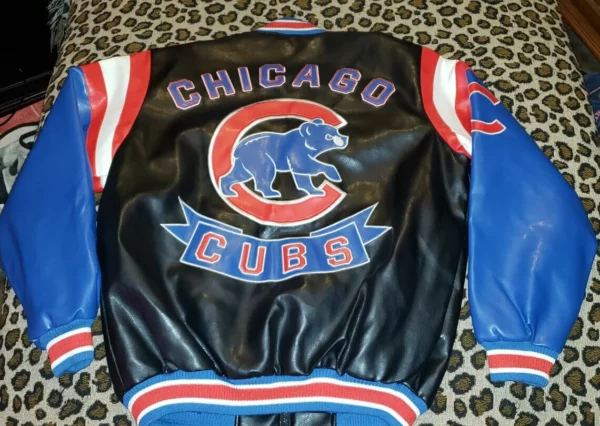 80s Vintage Chicago Cubs Leather Baseball Jacket