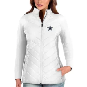 Amy Dallas Cowboys White Quilted Full-Zip Jacket