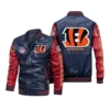 Cincinnati Bengals Navy Red Bomber Leather Jacket