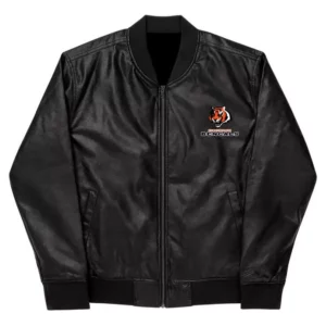 NFL Cincinnati Bengals Black Leather Varsity Jacket