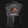 NFL Team Cincinnati Bengals Black Leather Vest