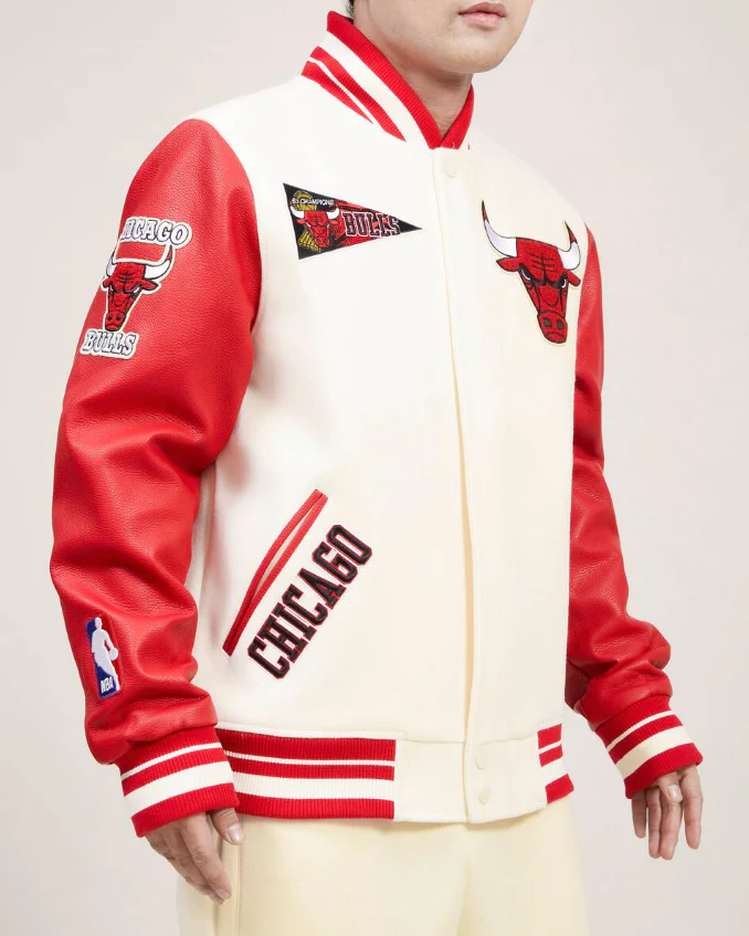 red and white chicago bulls jacket