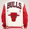 Off White Red Chicago Bulls Pro Standard Logo Jacket