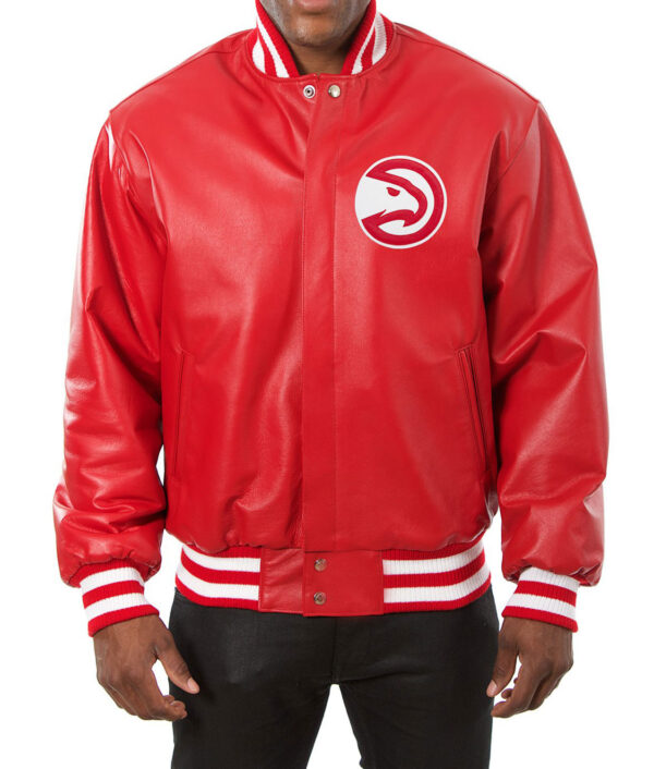 Atlanta Hawks Varsity Red Leather Jacket
